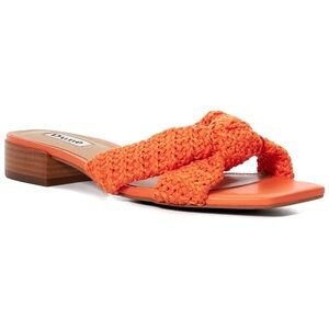 Dune London Laize Woven Twist Sandals — Orange, Size 39 (8–8.5)